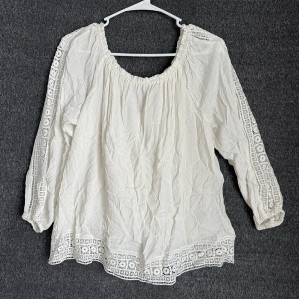 Sanctuary New Rayon White Boho Lace Blouse Sz L